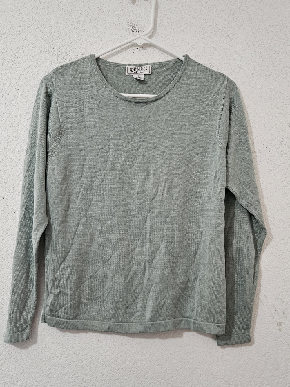 Bergdorf Goodman 100% Silk Women's Sage Crew Neck Sweater